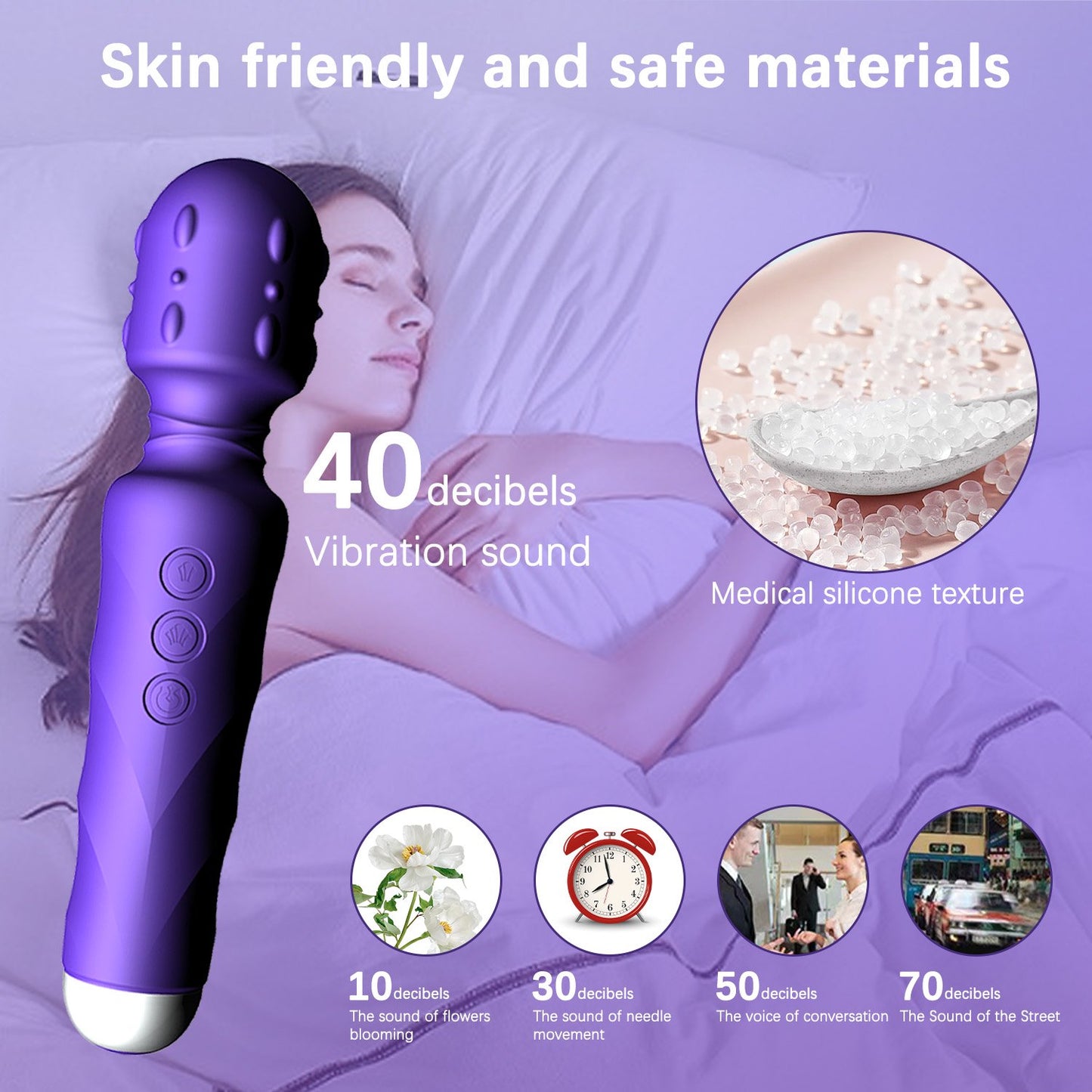 Centerel Wand Massager Personal Body Massager with 8 Speeds 20 Vibration Modes,Purple