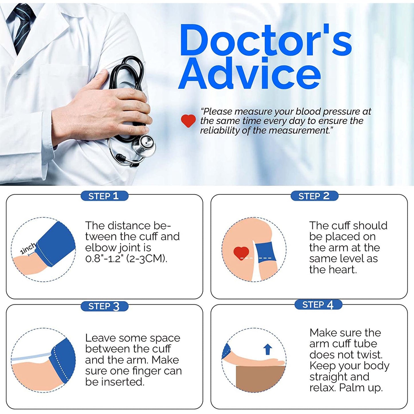 Large Blood Pressure Cuff, Replacement Large Cuff Compatible with Omron BP for 9"-19" Inches(22-48cm) Big Arm