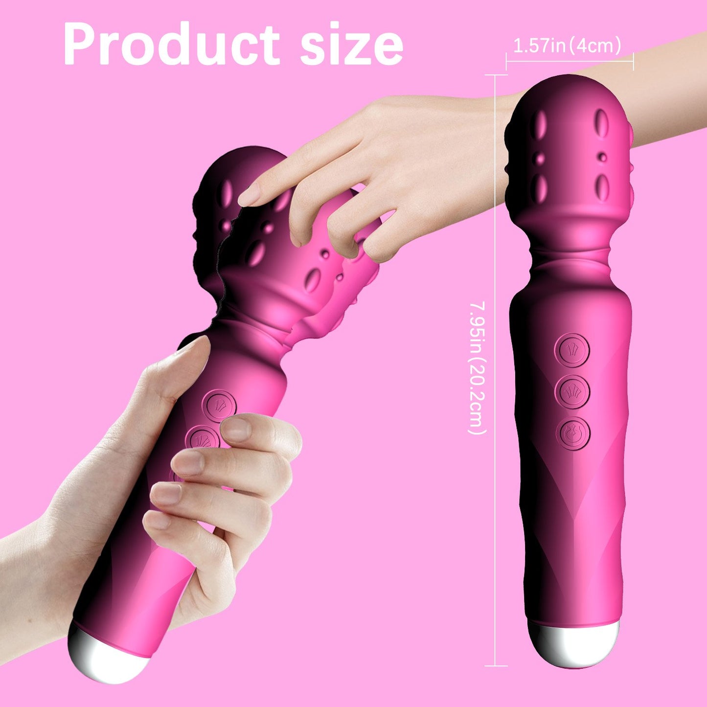 Centerel Vibrators Wand Massager Personal Massager with 8 Speeds 20 Vibration Modes,Rose Red