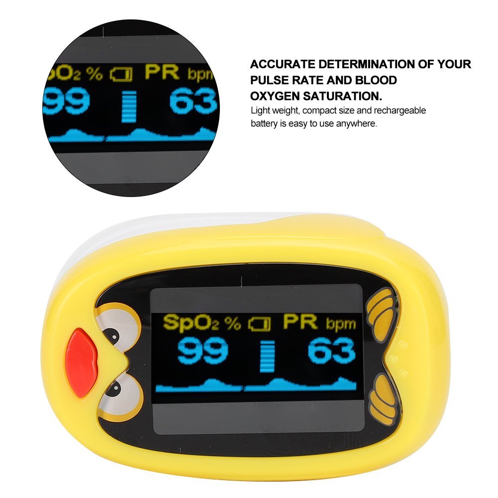 BDUN Kid's Fingertip Pulse Oximeter Rechargeable Pulse Oximeter Monitor Blood Oxygen Saturation with USB Cable