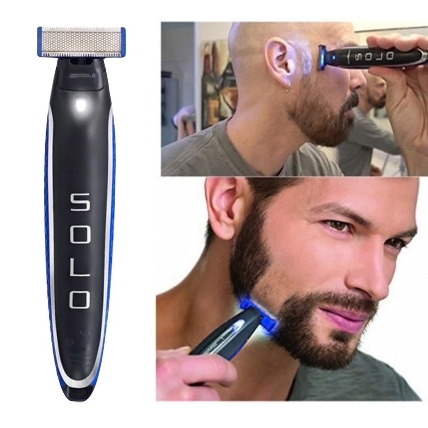 Solo Shaver, All-in-One Rechargeable Electric Shaver, Full Body Hair Trimmer Electric Razor for Men