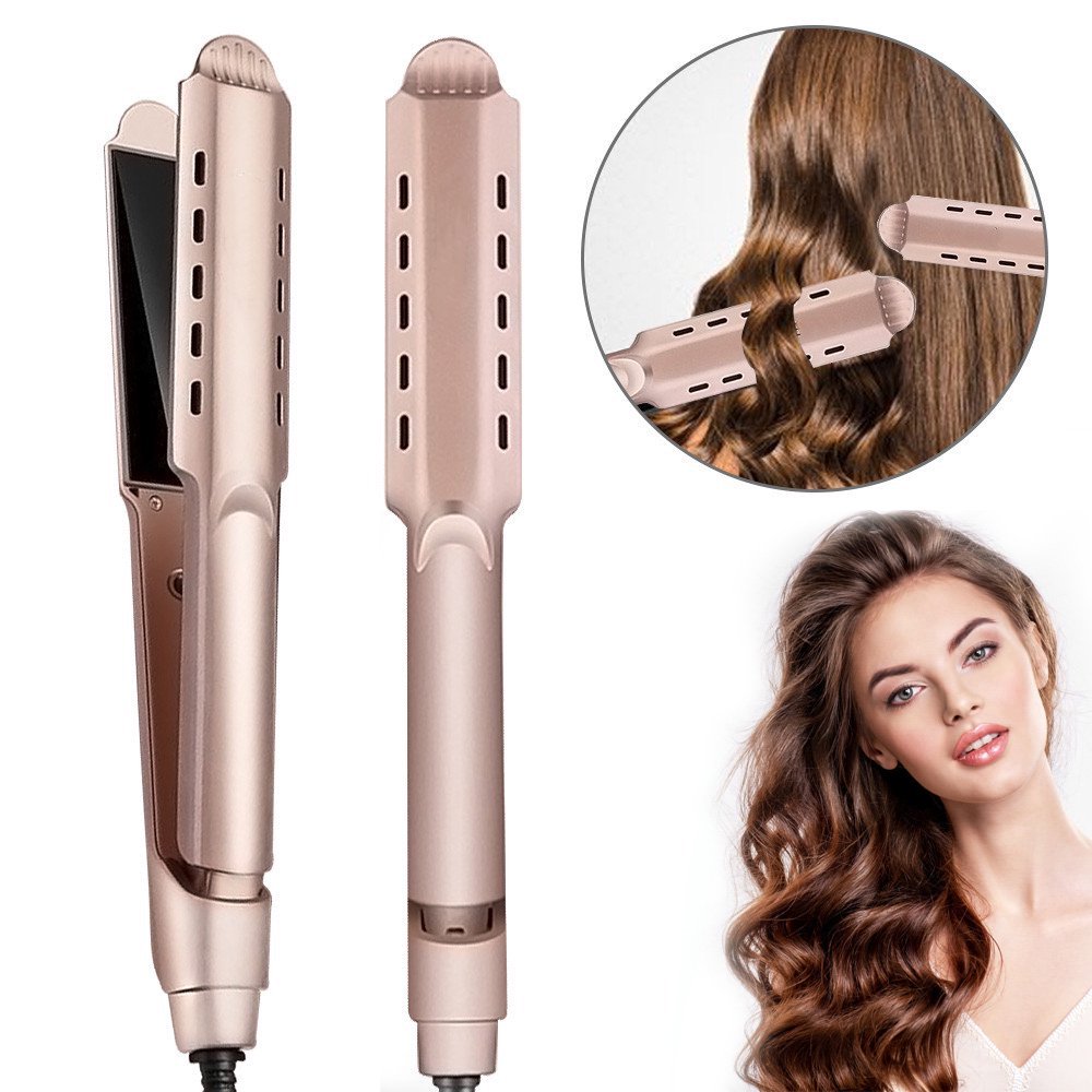 2 in 1 Flat Iron, Laverner Hair Straightener and Curling Iron, Tourmaline Ceramic Twist Straightening Flat Iron for Curls, Waves, Straight hair