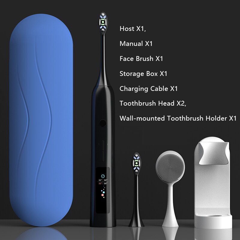 T1 Sonic Electric Toothbrush LCD Color Screen IPX7 Waterproof Rechargeable Adult Ultrasonic Automatic Tooth Brushes Set 2021 NEW