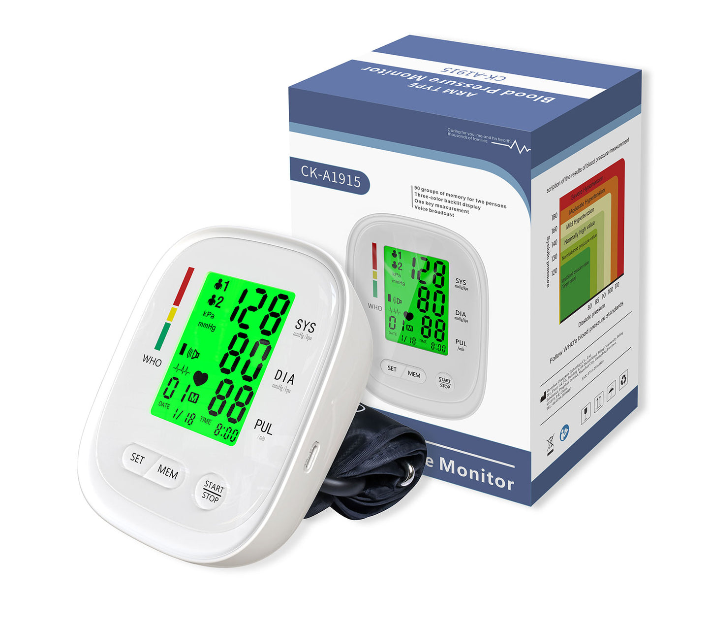 Upper Arm Blood Pressure Monitor, Electric Automatic Sphygmomanometer, Blood Pressure Monitor for Home Travel Use