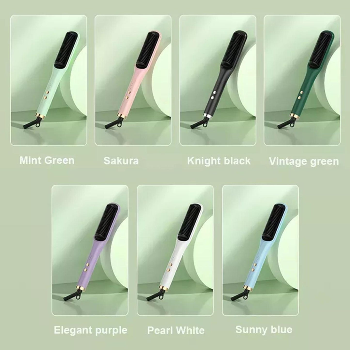 Hair Straightener Brush – Hair Straightening Iron with Built-in Comb, 20s Fast Heating & 4 Temp Settings & Anti-Scald for Women