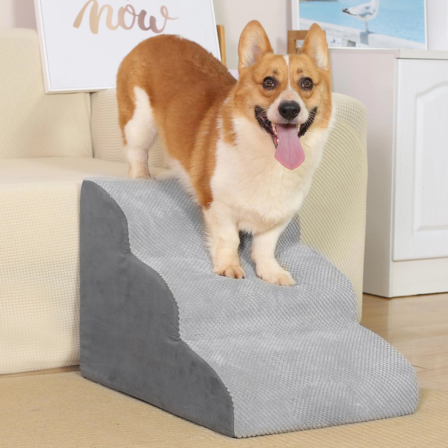 BDUN Dog Stairs for Small Dogs, 3-Step Non-Slip Stable Pet Steps for High Beds and Couch