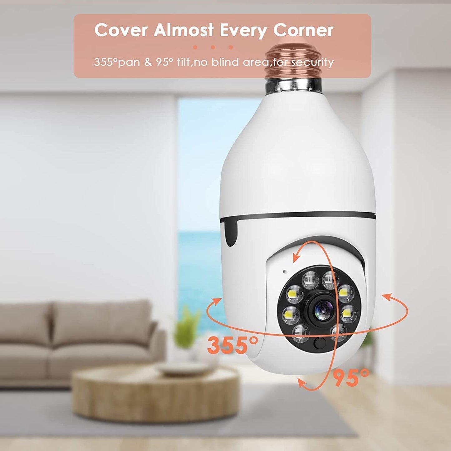 E27 Light Bulb Camera , 2.4GHz & 5G WiFi Security Cameras Wireless Outdoor, 1080p Wireless Cameras for Home Security, Indoor Security Camera System 2Pcs