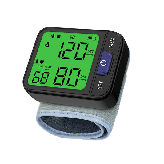 Wrist Blood Pressure Monitor Large LCD Display BP Machine Adjustable Cuff 5.31-7.68 inch Automatic 120 measurements wit