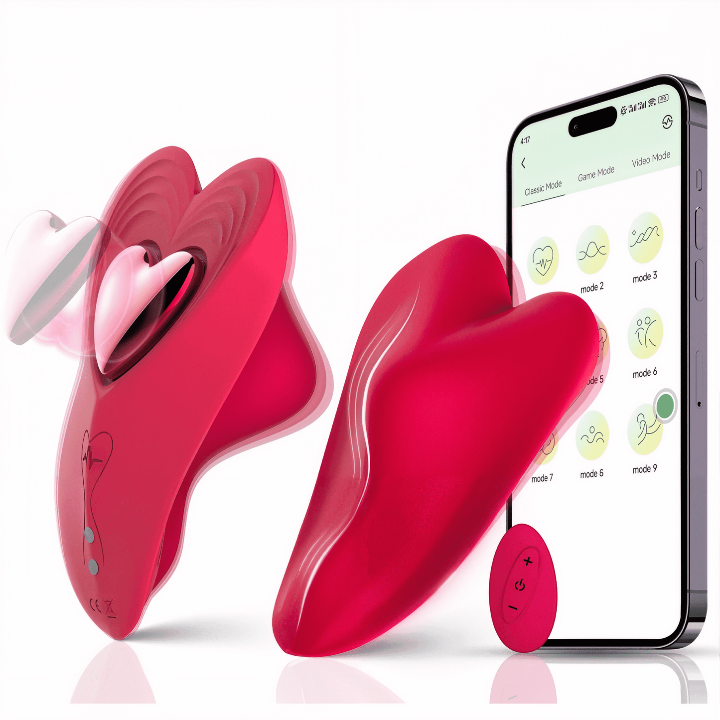 Smart App Remote Control Wearable Massager, 10 Optional Vibration Settings, Portable Daily Intimate Personal Care Device for Daily Use, Red