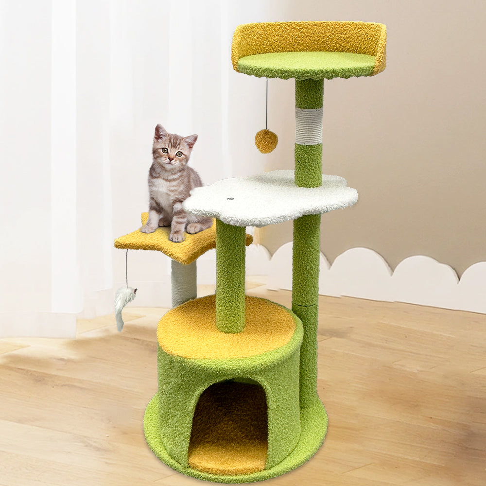 BDUN 35" Cat Tree Tower with Sisal Scratching Posts Condo Perch for Indoor Small Cats, Green