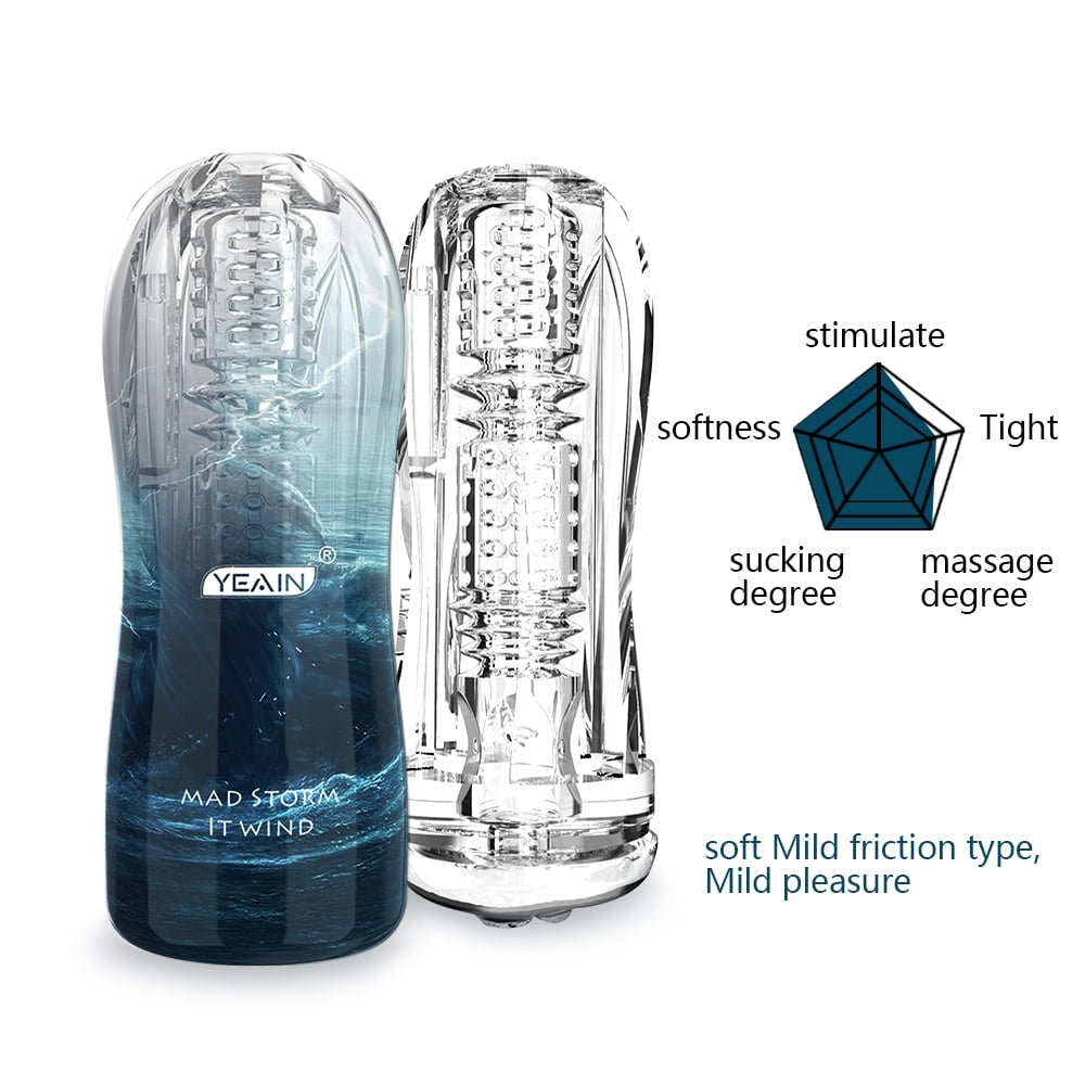 CENTEREL Male Masturbator Cup Soft Silicone Massager for Men Toys-Blue Without Vibrations