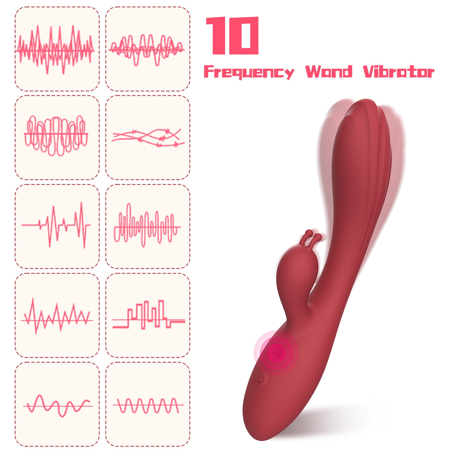 Rabbit Vibrator,Centerel G Spot Vibrator with 12 Powerful Vibrations Dual Motors, Rechargeable Adult Sex Toys for Women,Red