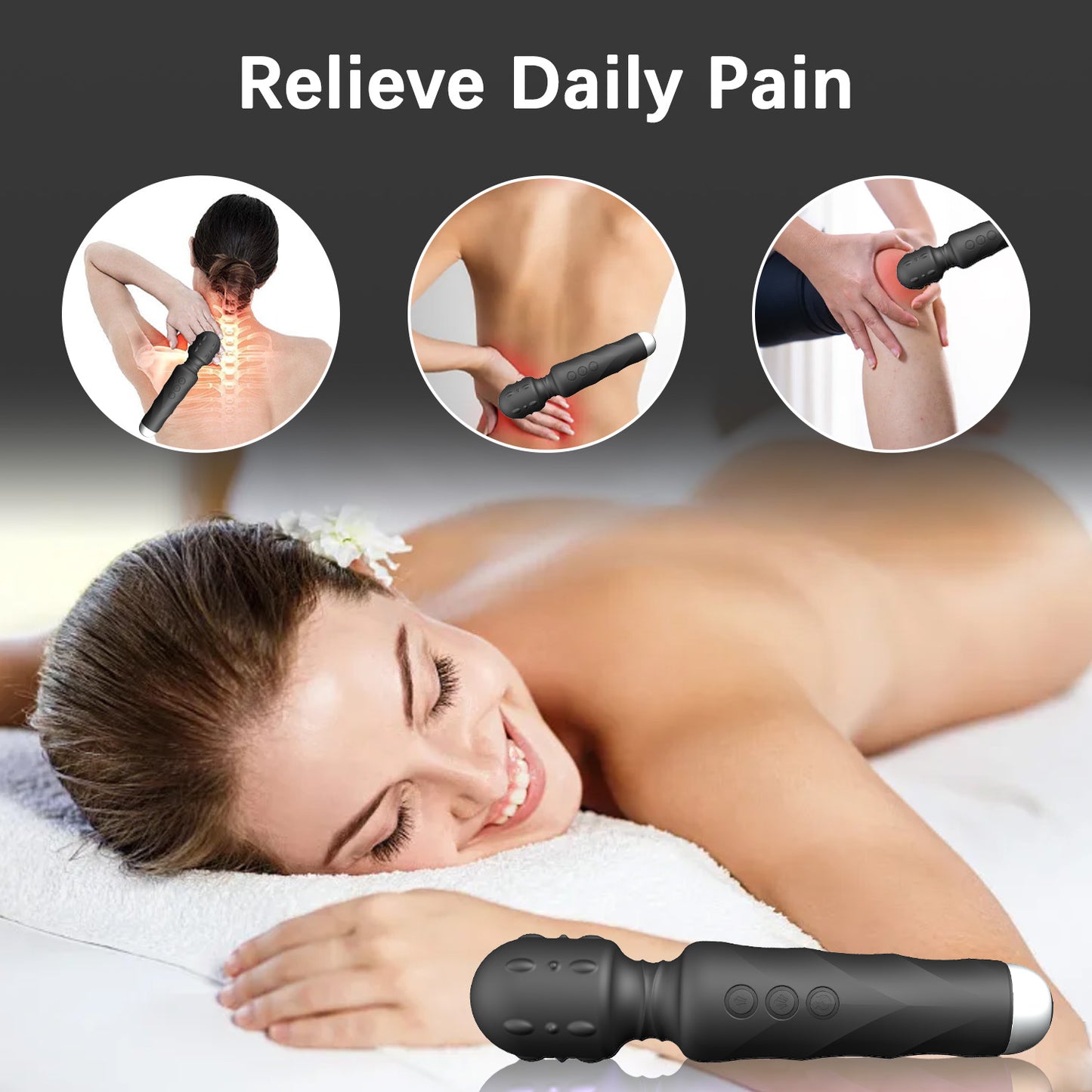 Centerel Wand Massager Personal Body Massager with 8 Speeds 20 Vibration Modes