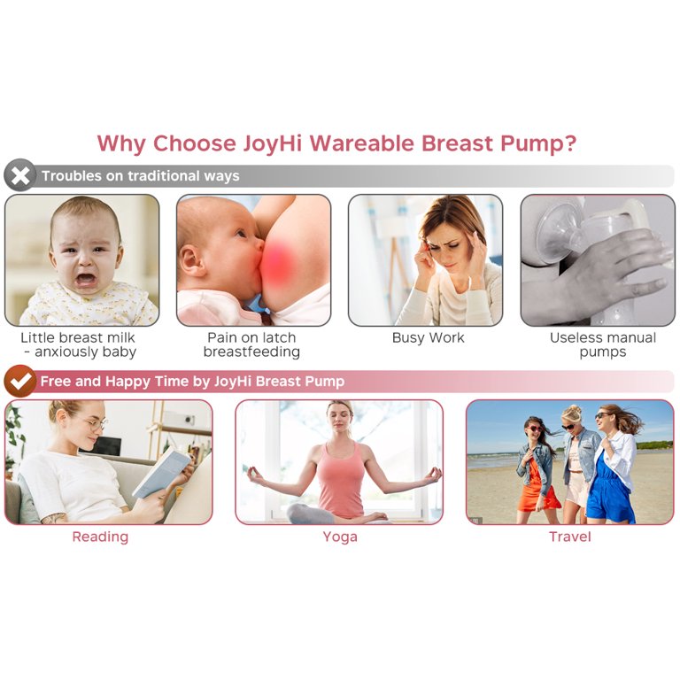 Portable Breast Pump Hands Free - Electric Wearable Yadala Breast Pump with 3 Mode & 9 Levels Low Noise & Painless with Massage 24mm