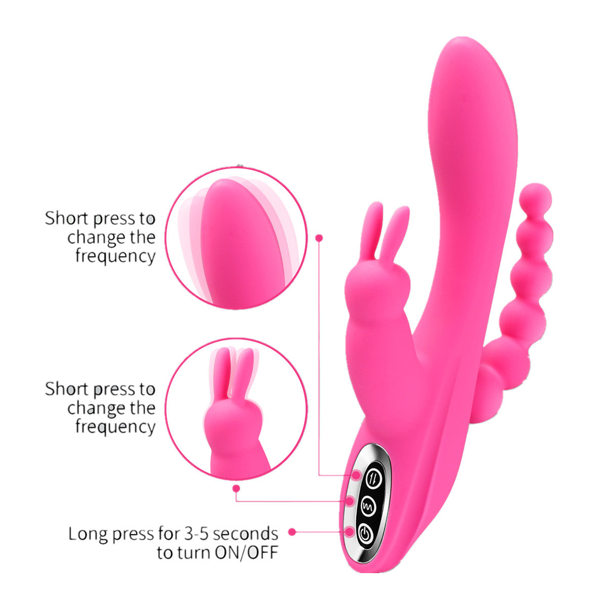 CENTEREL 3 In 1 Rabbit Vibrator with 7 Powerful Vibration Modes G Spot Vibrator Silicone Massager Adult Sex Toys for Women