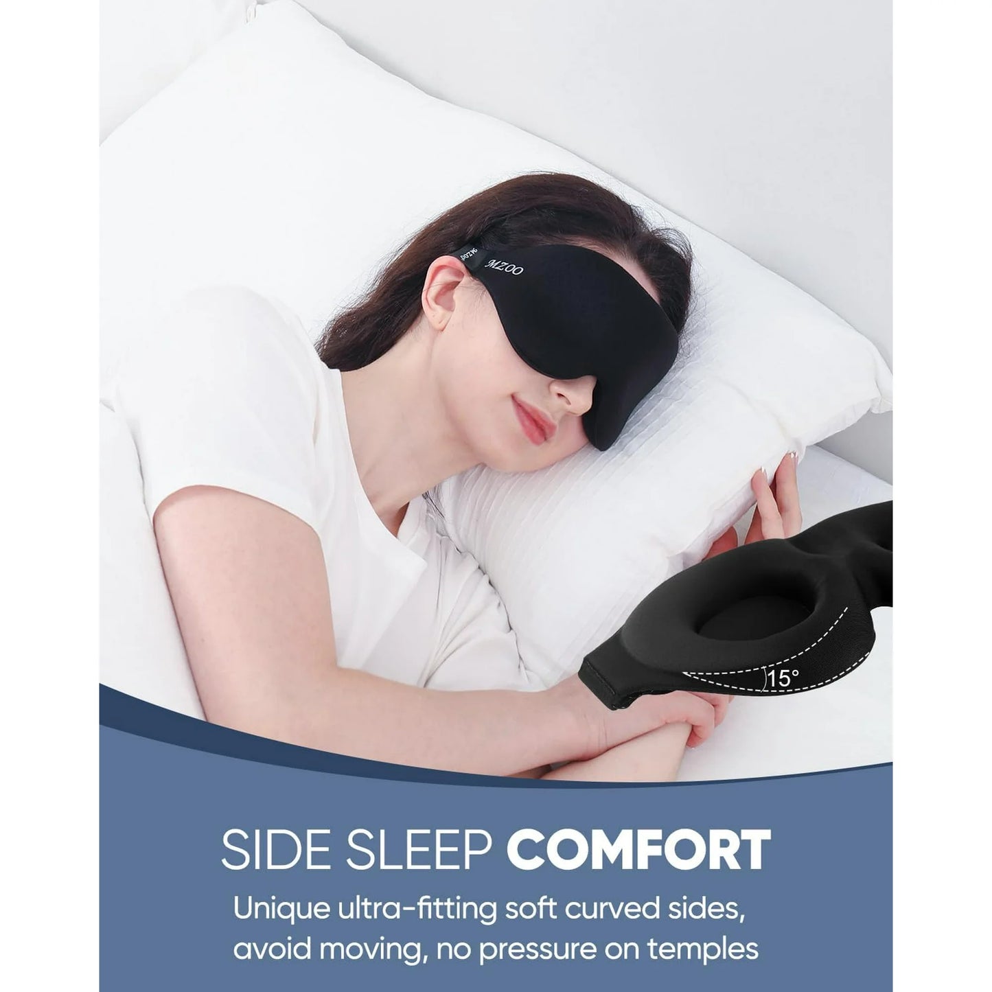 BDUN Sleep Eye Mask for Side Sleeper Men Women, Zero Eye Pressure 3D Sleeping Mask, Light Blocking Patented Design Night Blindfold, Soft Eye Shade Cover for Travel, Black