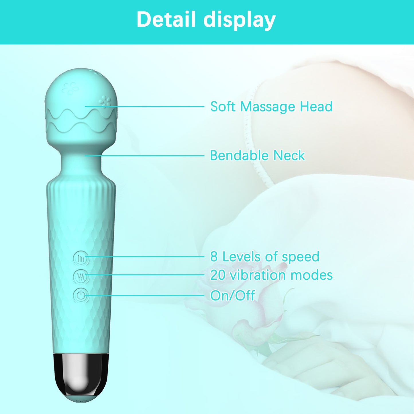 Centerel Wand Massager Wand Vibrator with 8 Speeds 20 Vibration Modes Personal Body Massager