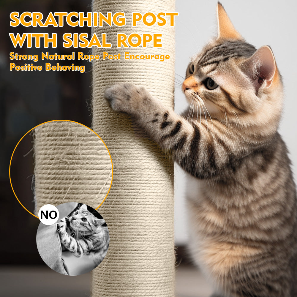 BDUN Cat Tree, 45" Cat Tower Condo with Perch Scratching Posts and Playing Balls for Small Cats, Gray