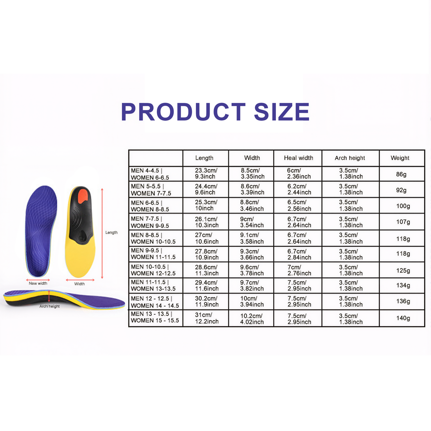 BDUN Heavy Duty Support Pain Relief Orthotics - 220+ lbs Plantar Fasciitis High Arch Support Insoles for Men Women, Flat Feet Orthotic Insert, Work Boot Shoe Insole, Absorb Shock with Every Step