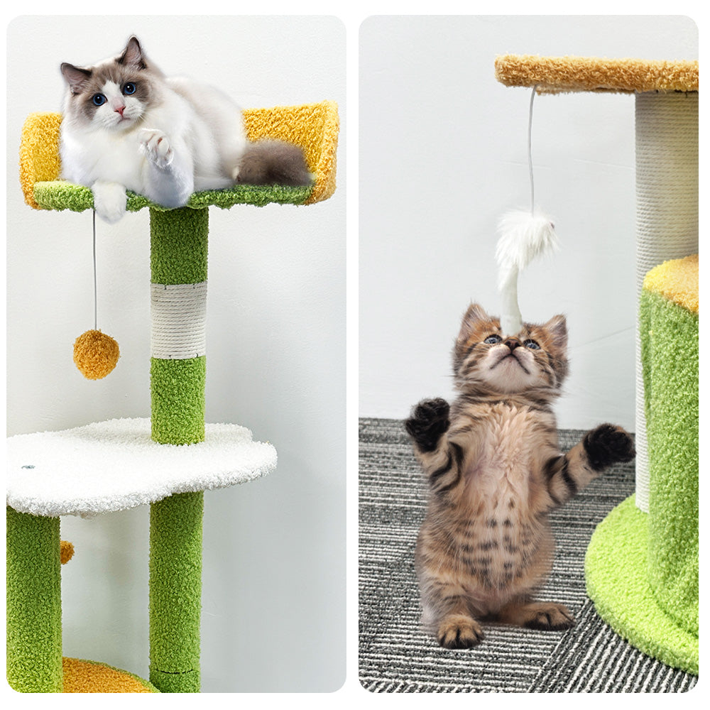 BDUN 35" Cat Tree Tower with Sisal Scratching Posts Condo Perch for Indoor Small Cats, Green