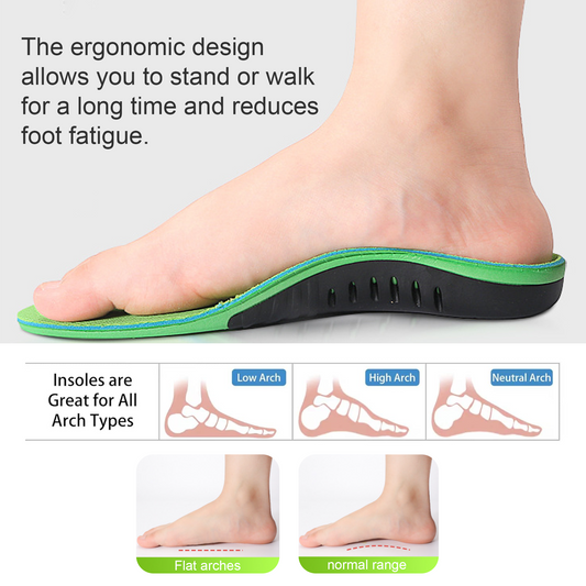 BDUN Orthotics Inserts for Men Women, Plantar Fasciitis High Arch Support Inserts, Flat feet Shoe Insoles Absorb Shock, L