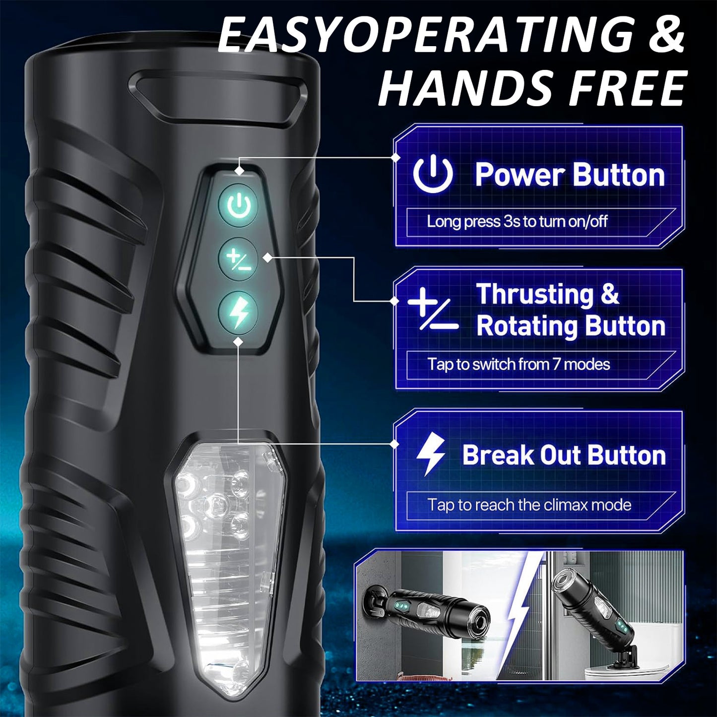 Centerel Automatic Male Masturbator with 7 Thrusting & 7 Rotating Modes Sex Toys for Men
