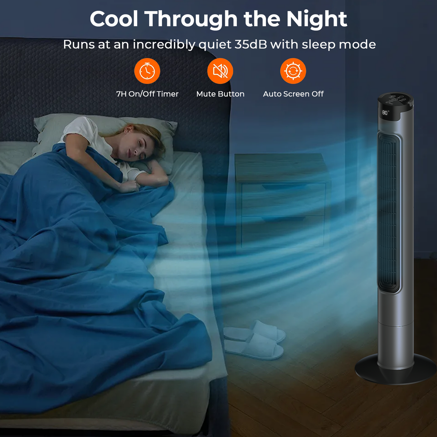 Blarity Tower Fan for Home, Quiet Bladeless Floor Fan with Remote, 90° Oscillating Standing Fans for Bedroom