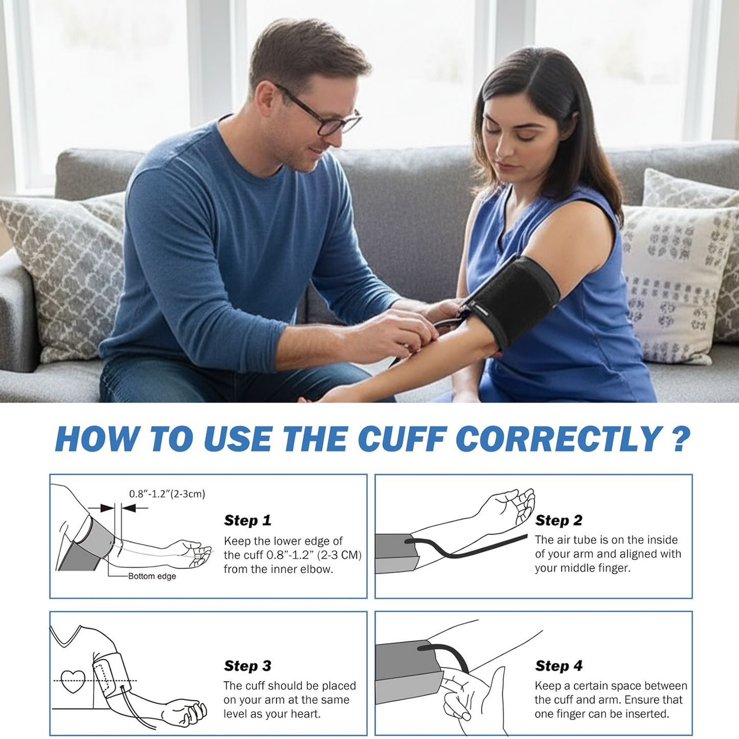 Extra Large Blood Pressure Cuff, Replacement BP Cuff Applicable for 9”-23.6” Big Arm, Compatible with Most BP Monitors