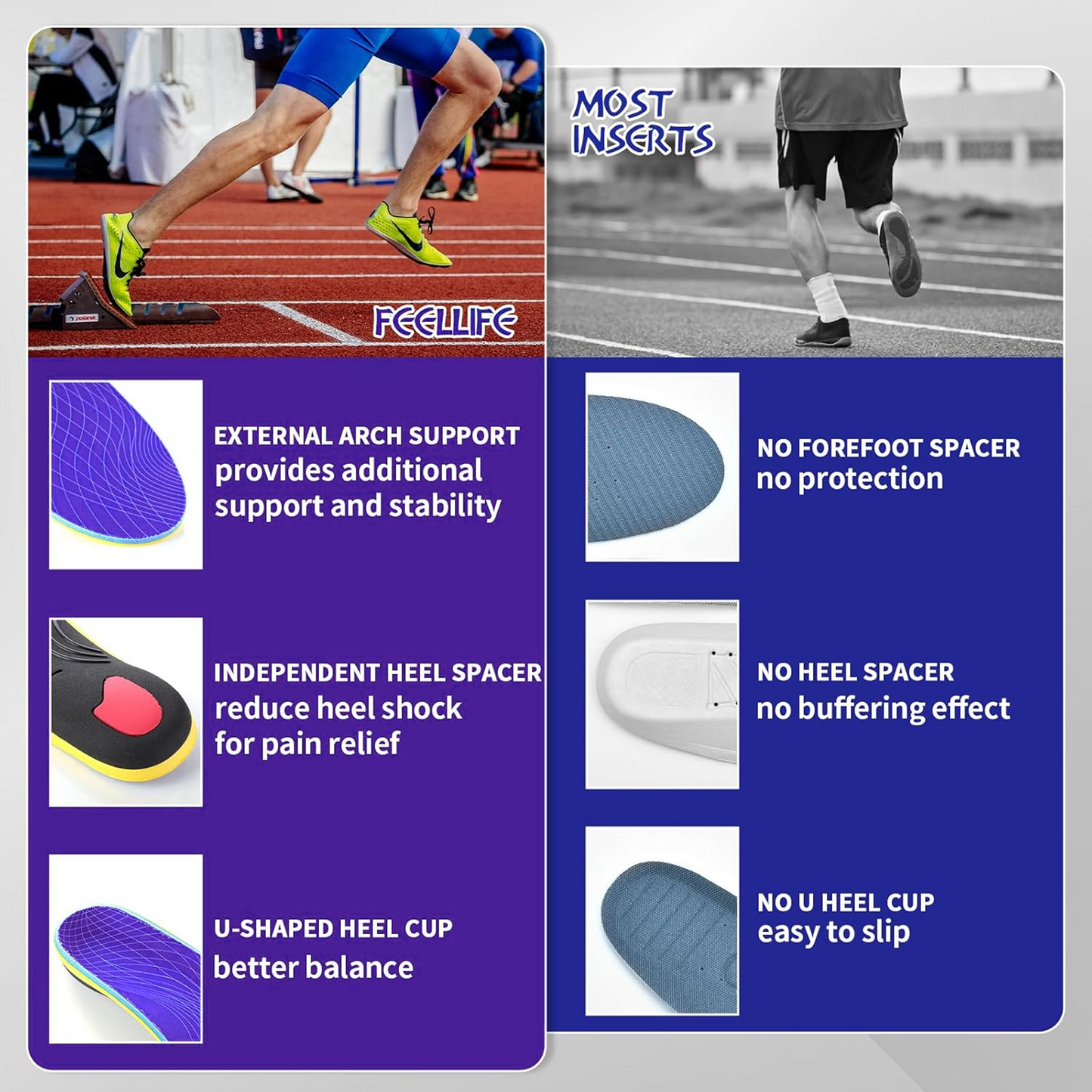 BDUN Heavy Duty Support Pain Relief Orthotics - 220+ lbs Plantar Fasciitis High Arch Support Insoles for Men Women, Flat Feet Orthotic Insert, Work Boot Shoe Insole, Absorb Shock with Every Step