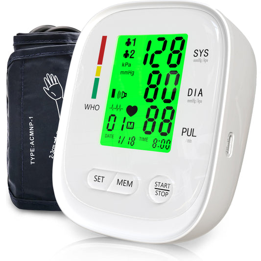 BDUN Blood Pressure Cuff, Upper Arm Blood Pressure Monitor BP Machine, Accurate Automatic High Blood Pressure Machine with USB Cable, Pulse Rate Monitor for Home Use