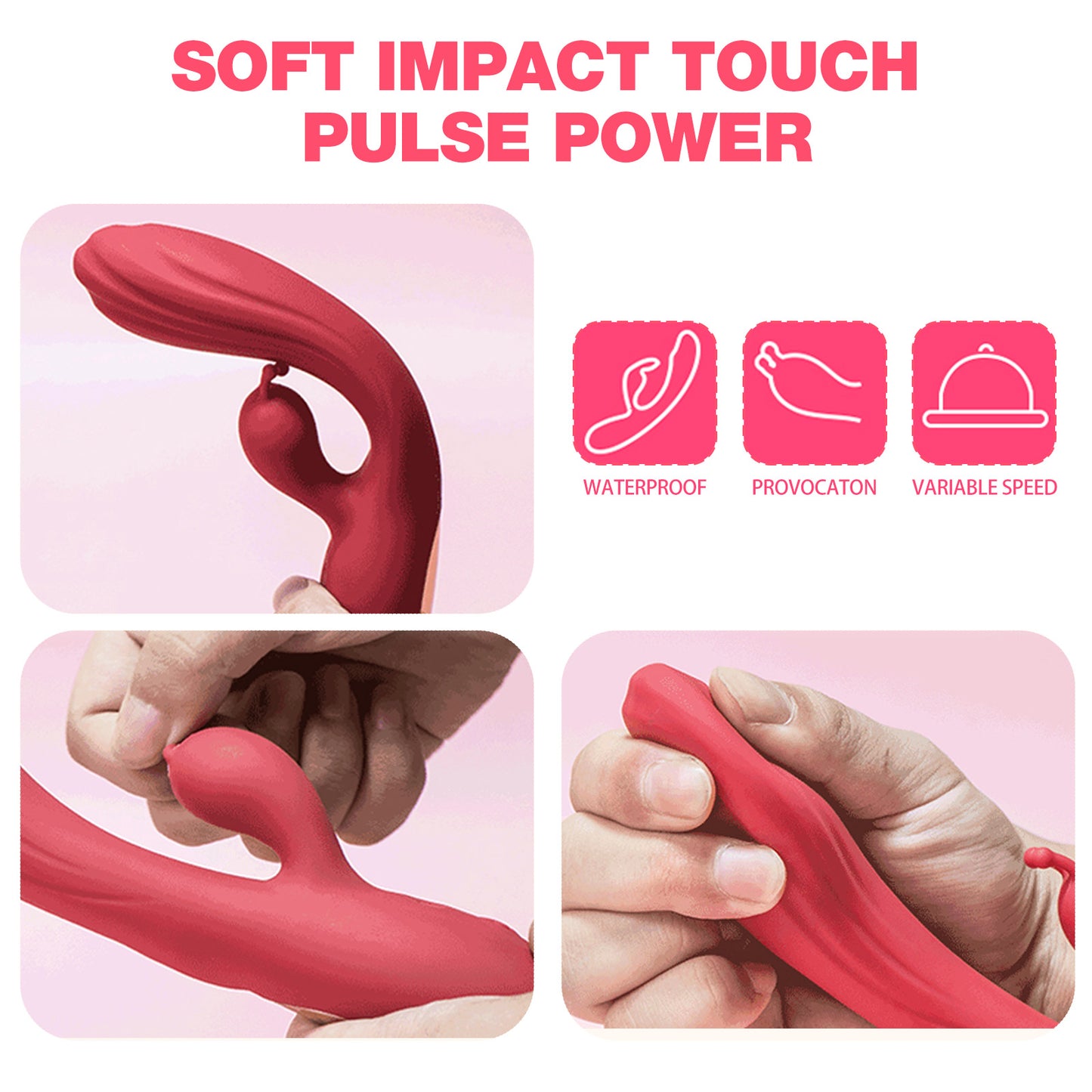 Rabbit Vibrator,Centerel G Spot Vibrator with 12 Powerful Vibrations Dual Motors, Rechargeable Adult Sex Toys for Women,Red