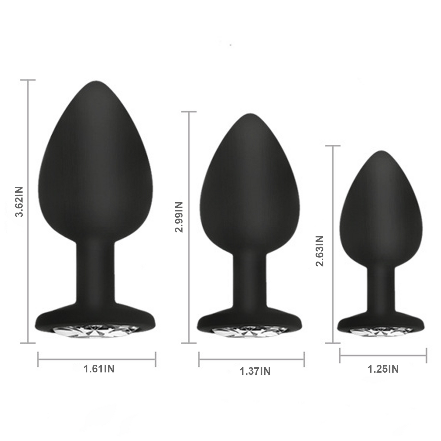 CENTEREL 3 Pcs Luxury Jewelry Design Anal Butt Plug-Black