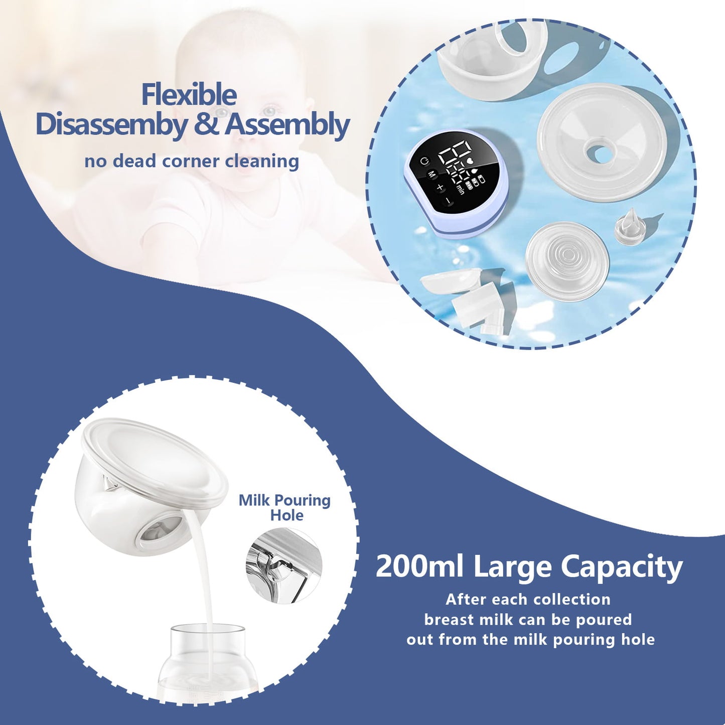 Yadala Electric Breast Pump, Double Wearable Breast Pump, Hands-Free Breast Pumps with 3 Modes, 9 Levels