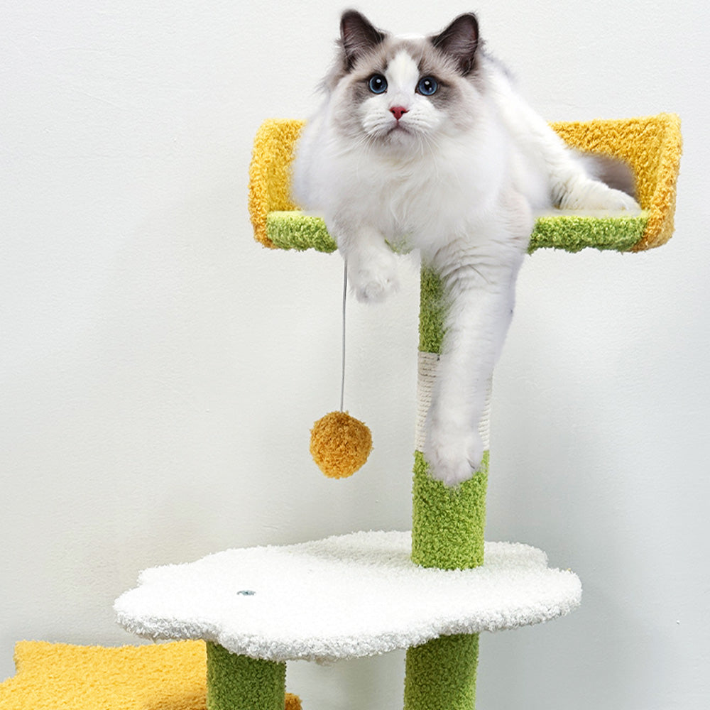 BDUN 35" Cat Tree Tower with Sisal Scratching Posts Condo Perch for Indoor Small Cats, Green