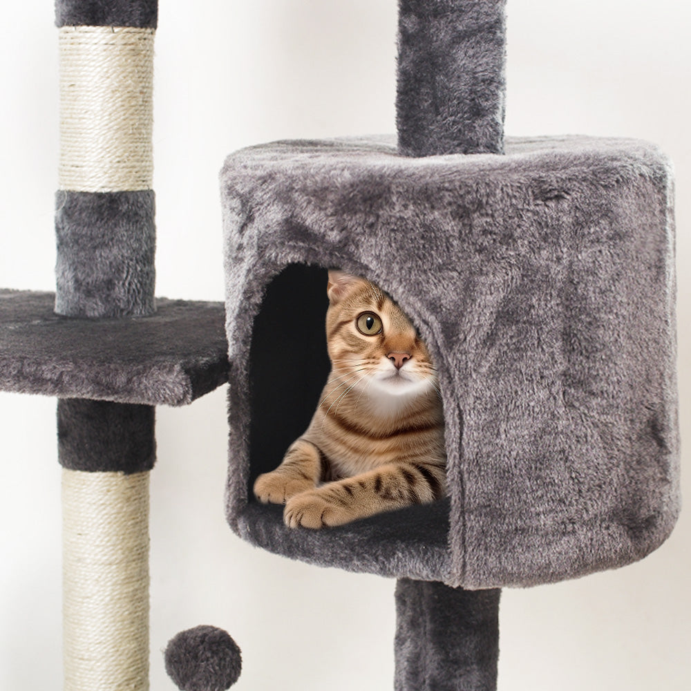 BDUN Cat Tree, 45" Cat Tower Condo with Perch Scratching Posts and Playing Balls for Small Cats, Gray