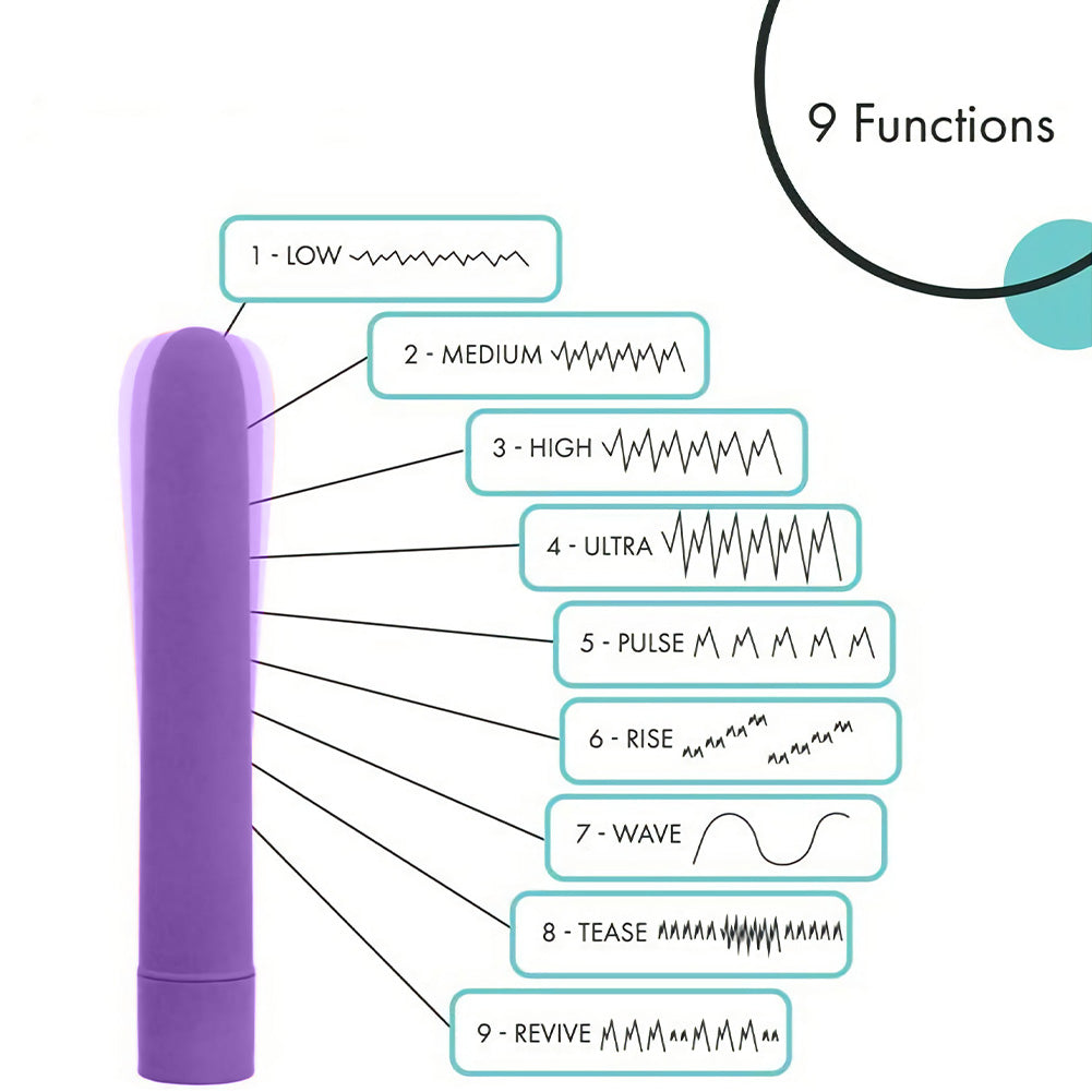 CENTEREL 7" Classic Vibrator 1 Button 10 Functions Water-Bullet Massage Resistant Motor Adult Sex Toy-Purple