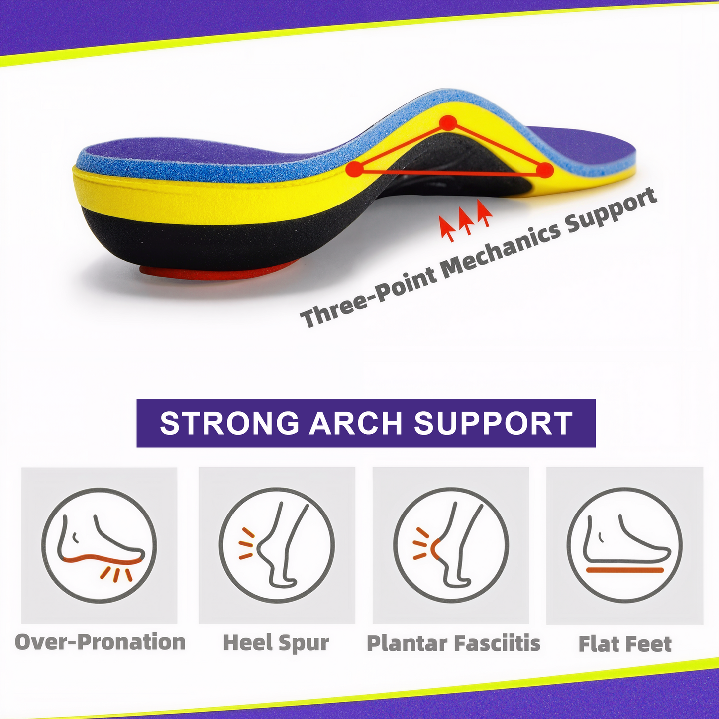 BDUN Heavy Duty Support Pain Relief Orthotics - 220+ lbs Plantar Fasciitis High Arch Support Insoles for Men Women, Flat Feet Orthotic Insert, Work Boot Shoe Insole, Absorb Shock with Every Step