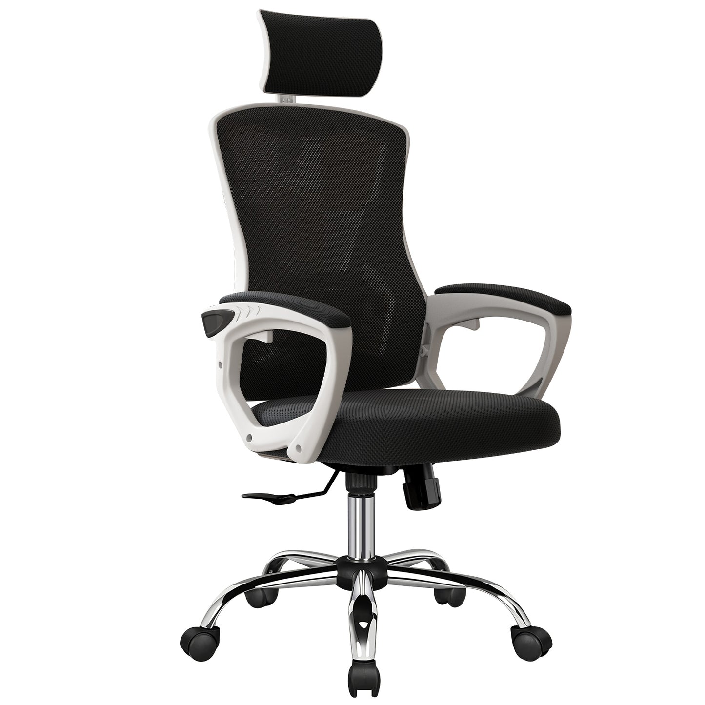 Happylost Ergonomic Office Chair,With Adjustable Headrest, Lumbar Support and PU Wheels, Swivel Computer Task Chair for Office,White