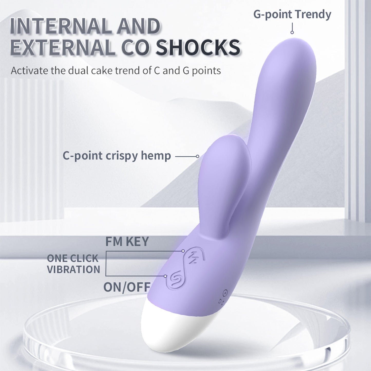 Centerel Rabbit Vibrator G-spot Stimulation Massager with 12 Vibrations Powerful Dual Motors Adult Sex Toys for Women-Purple