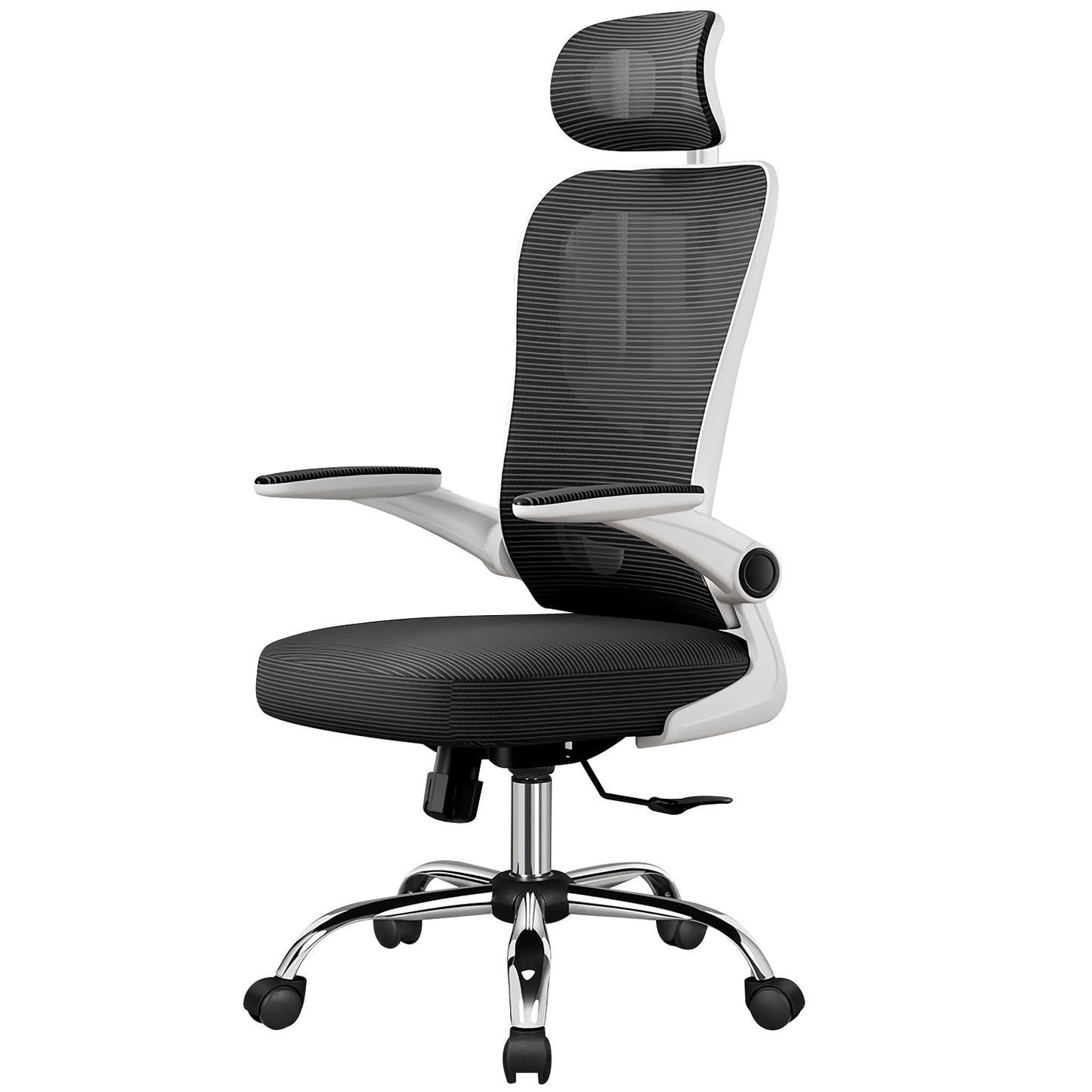 Ergonomic Office Chair with Lumbar Support and Headrest, Swivel Desk Chair with Armrests, White