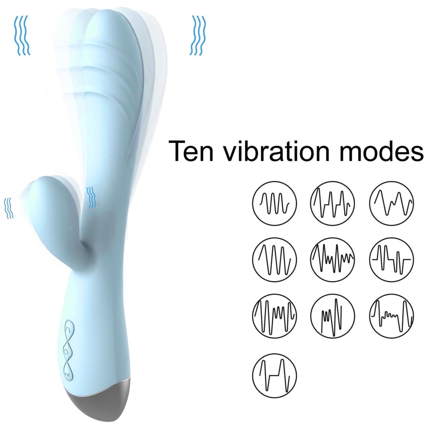 Centerel Rabbit Vibrator with 10 Vibrations & Dual Motors,G Spot Vibrator Adult Sex Toys for Women-Blue