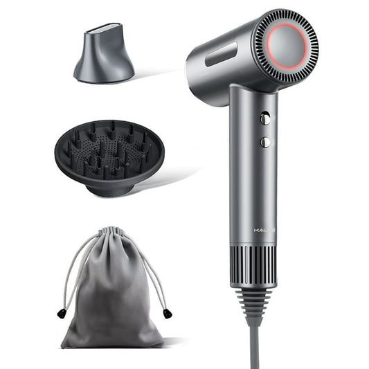 Ionic Hair Dryer, High Speed Blow Dryer with Diffuser & 110,000 RPM Brushless Motor for Fast Drying, Gray