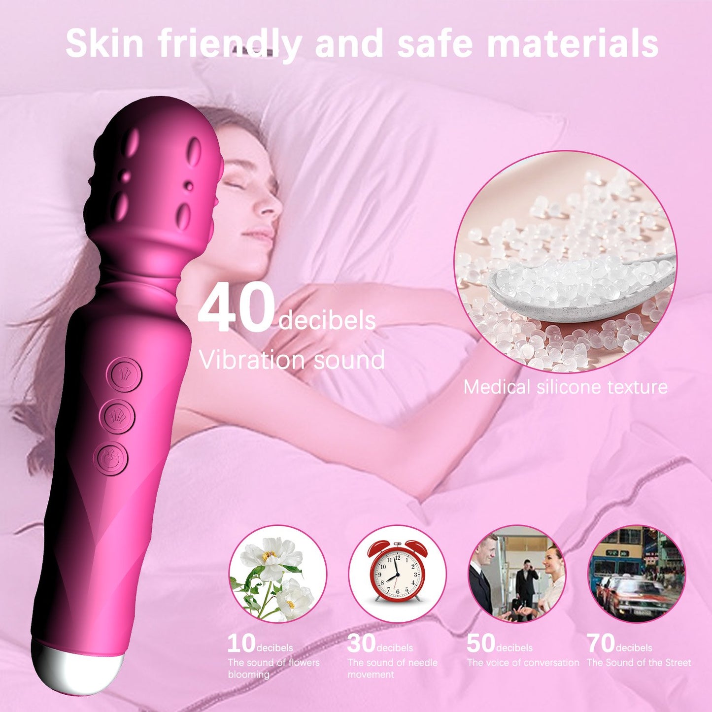 Centerel Vibrators Wand Massager Personal Massager with 8 Speeds 20 Vibration Modes,Rose Red