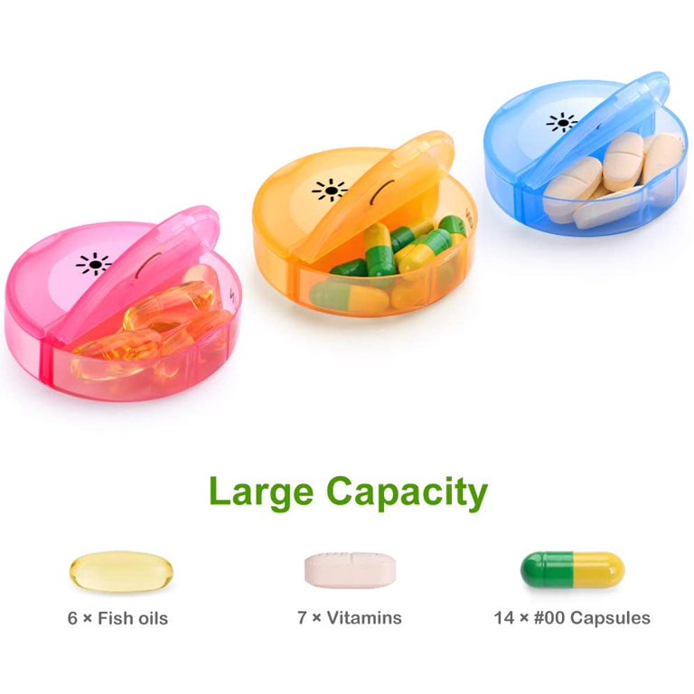 Weekly Pill Organizer 7 Day 2 Times a Day, Large Daily Pill Cases for Pills/Vitamin/Fish Oil/Supplements (Black Box)