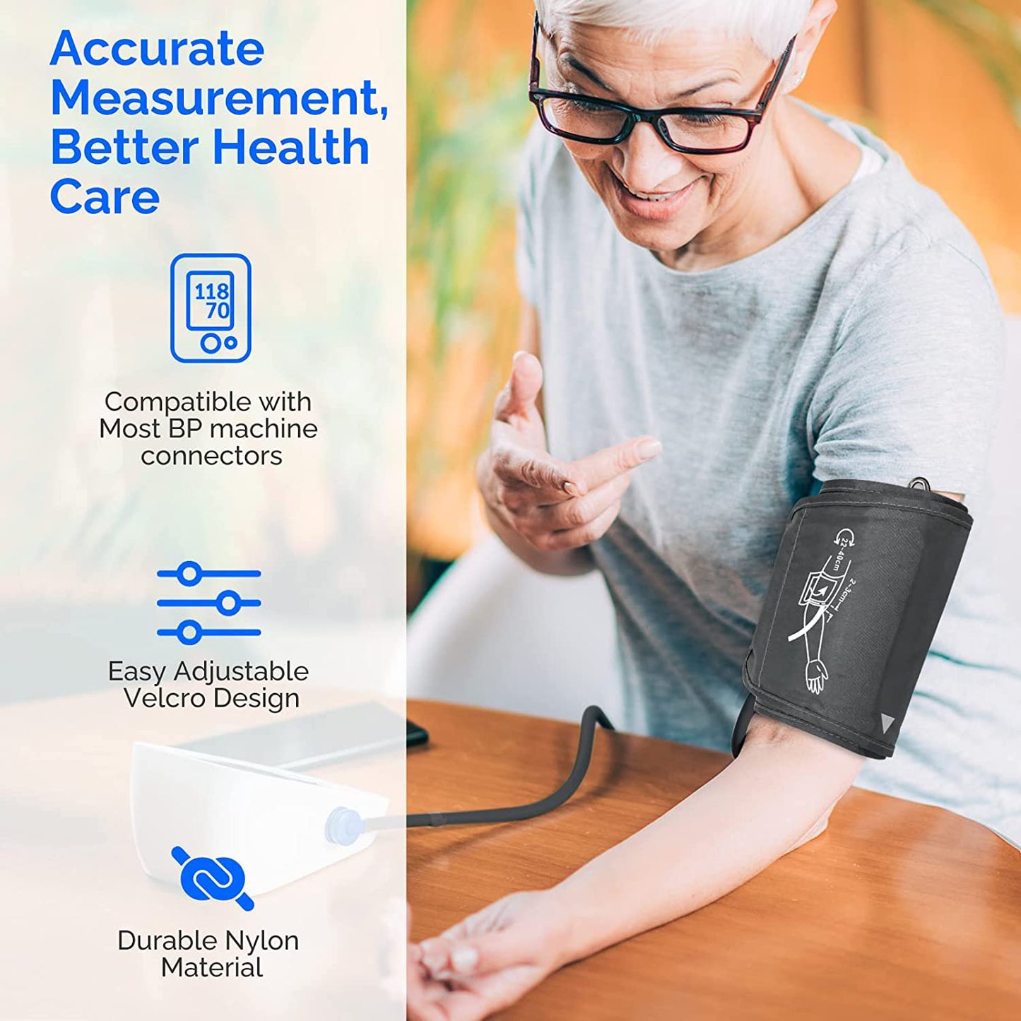 Large Blood Pressure Cuff, Replacement Large Cuff Compatible with Omron BP for 9"-19" Inches(22-48cm) Big Arm