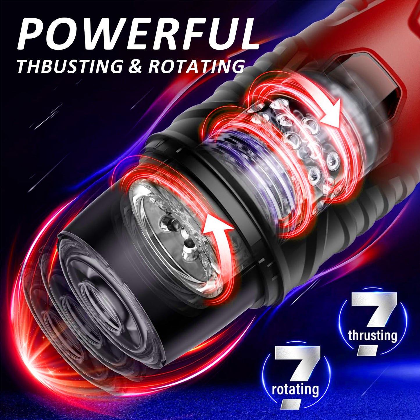 Centerel Automatic Male Masturbator with 7 Thrusting & 7 Rotating Modes Sex Toys for Men, Red