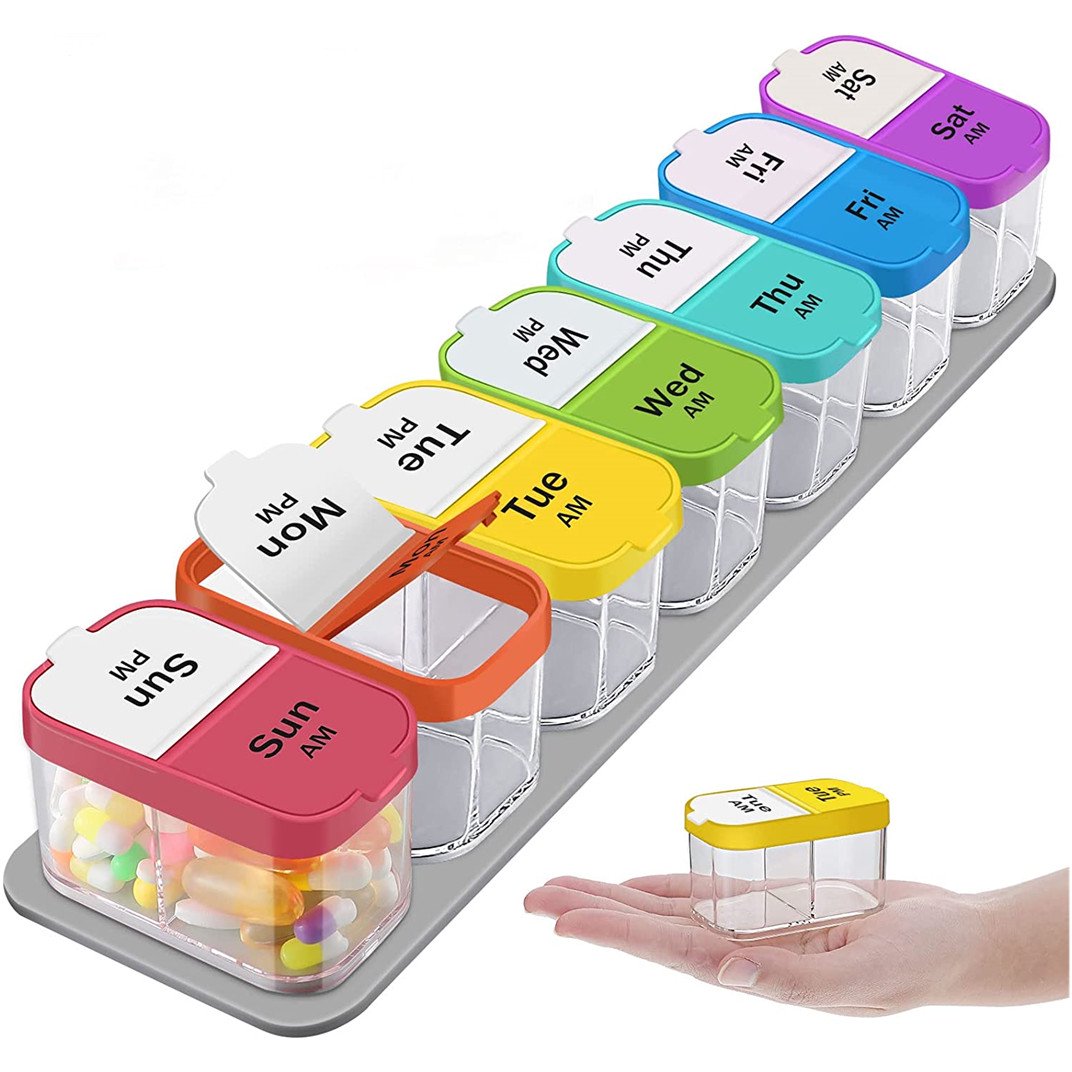 Extra Large Pill Organizer 7 Day XL Daily 2 Times a Day Pill Box 7 Day Am Pm Pill Case Jumbo Pill Container for Supplements Big Pill Holder Twice A Day Oversized Daily Medicine Organizer for Vitamins