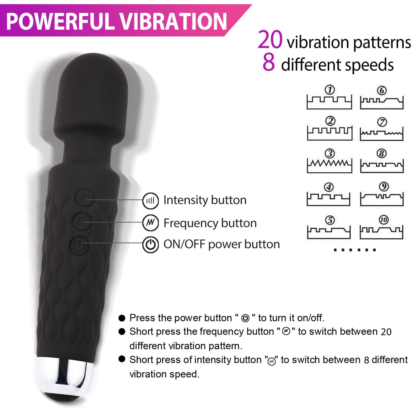 Wand Massager for Women,  CENTEREL Rechargeable Handheld Massager for Neck Shoulder Back