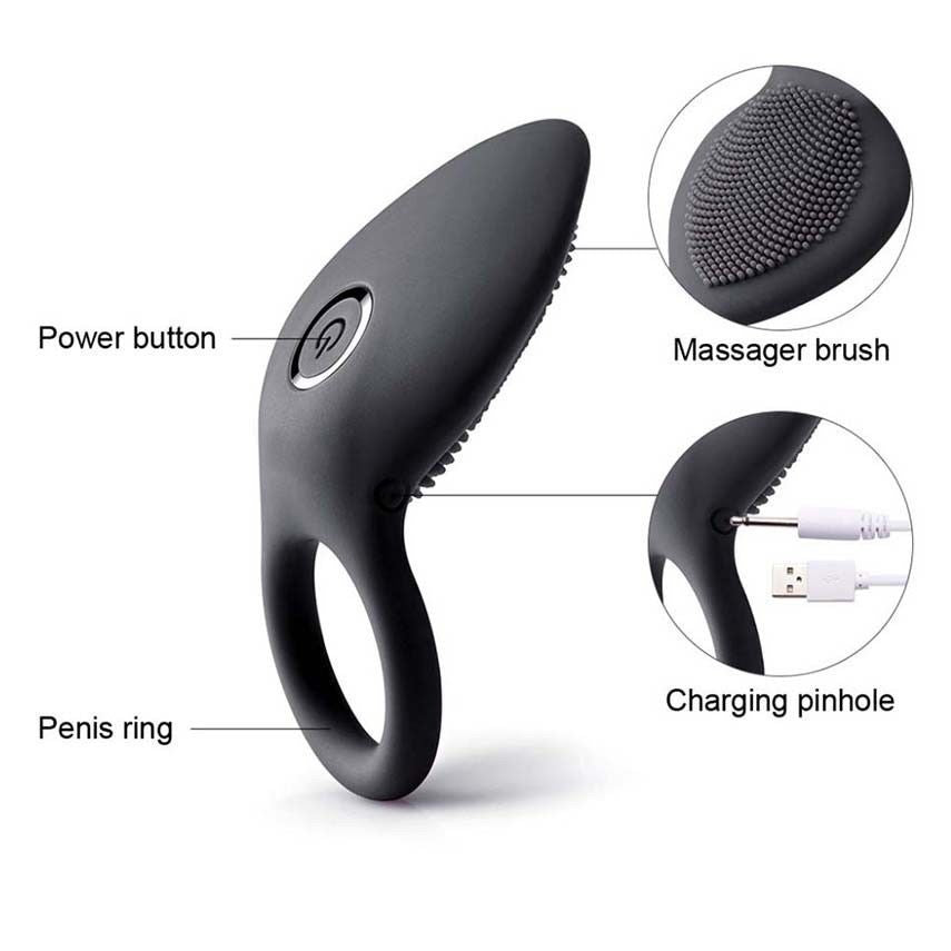 Vibrating Penis Ring for Men Couples Pleasure, Male Erection Enhancing Sex Toy & Female Vibrators Adult Toy - Black