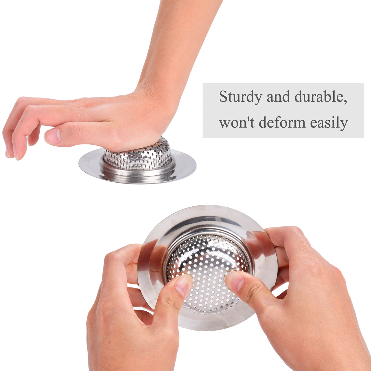 Kitchen Sink Strainer, 4.4" Stainless Steel Large Wide Rim Sink Mesh Stopper for Kitchen Drain, Basket Filter Food Catcher for Most Sink Drains, Kitchen, Shower & Utility Rooms, Silver